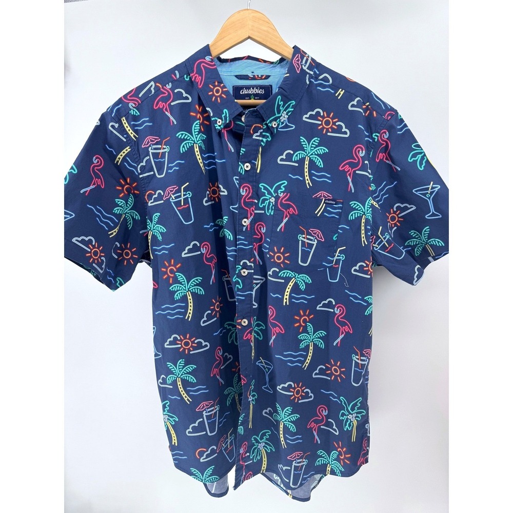 Chubbies Friday Shirt Mens XL The Dude Wheres Macaw White Parrot Toucan